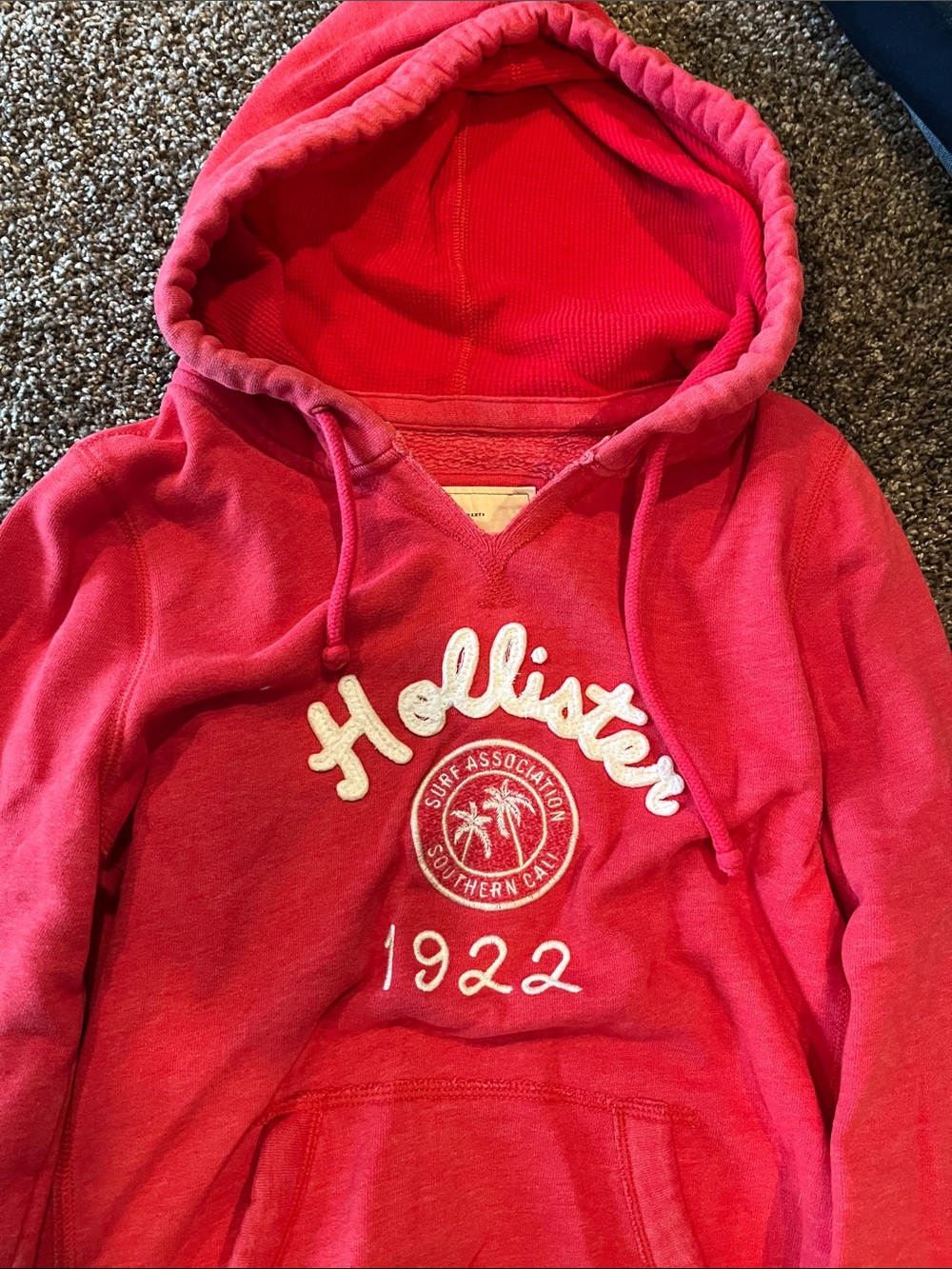 Hollister Pink Red Logo Pullover Hoodie